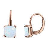 Cushion Leverback Earrings Cubic Zirconia 925 Sterling Silver