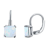 Cushion Leverback Earrings Cubic Zirconia 925 Sterling Silver