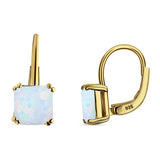 Cushion Leverback Earrings Cubic Zirconia 925 Sterling Silver