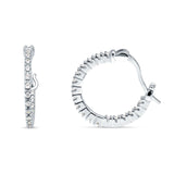 Huggie Hoop Earrings Round Cubic Zirconia 925 Sterling Silver