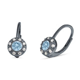 Leverback Round Hoop Earrings Cubic Zirconia 925 Sterling Silver