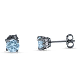 Round Hidden Halo Stud Earring Cubic Zirconia 925 Sterling Silver