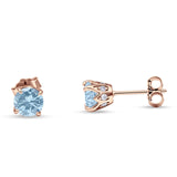 Round Hidden Halo Stud Earring Cubic Zirconia 925 Sterling Silver