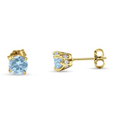 Round Hidden Halo Stud Earring Cubic Zirconia 925 Sterling Silver