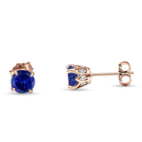 Round Hidden Halo Stud Earring Cubic Zirconia 925 Sterling Silver