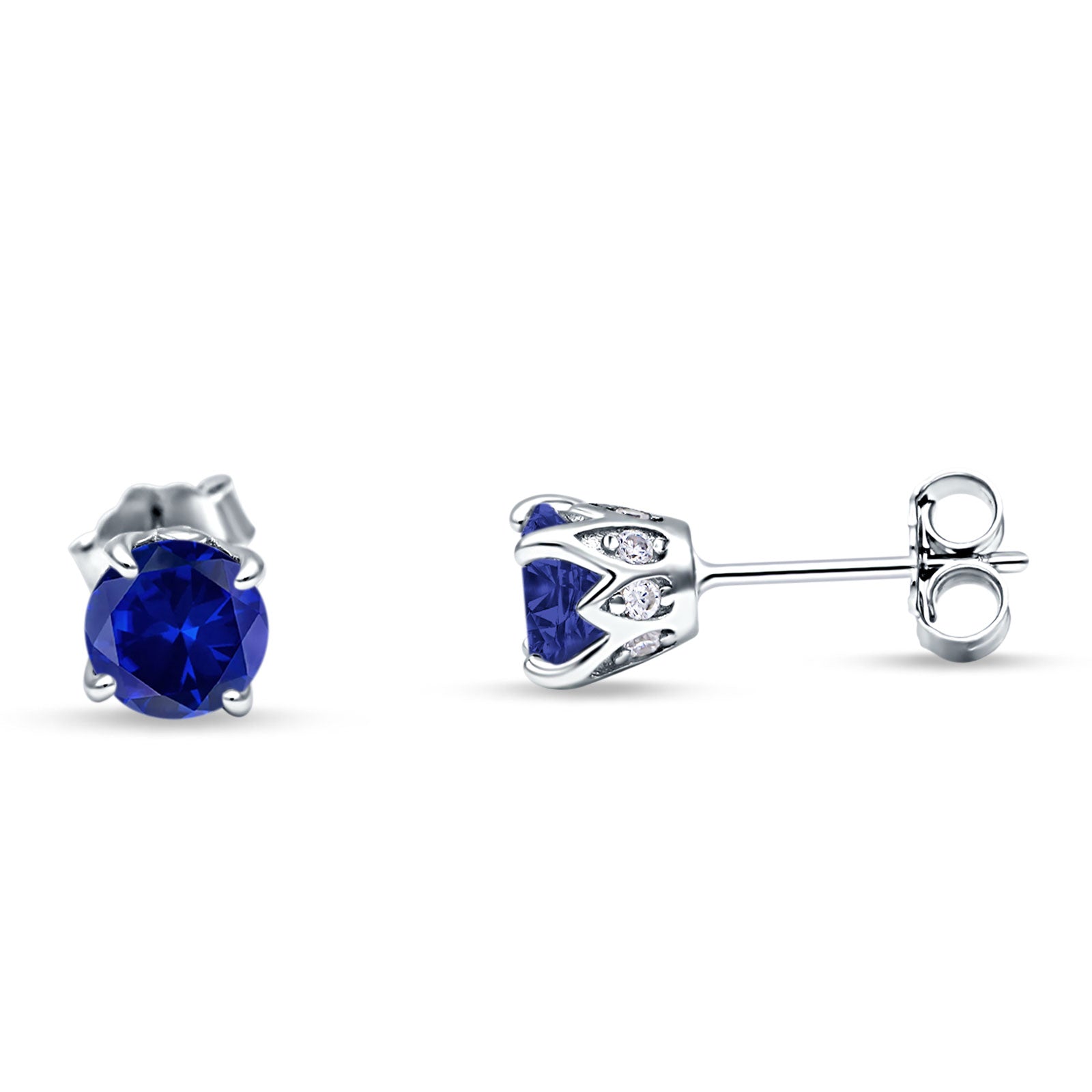 Round Hidden Halo Stud Earring Cubic Zirconia 925 Sterling Silver