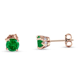 Round Hidden Halo Stud Earring Cubic Zirconia 925 Sterling Silver