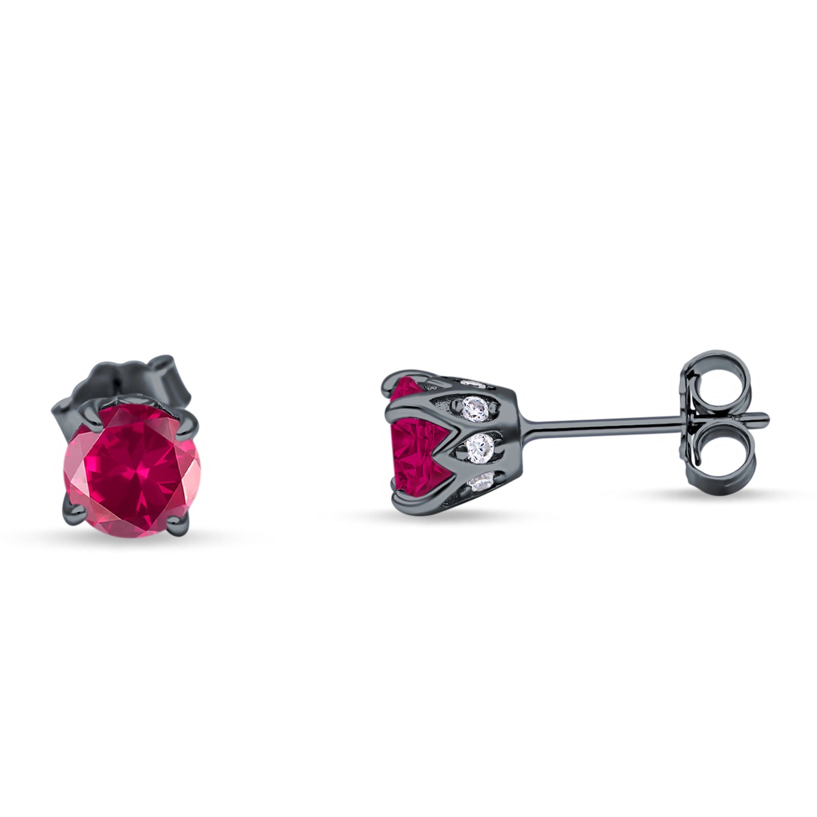Round Hidden Halo Stud Earring Cubic Zirconia 925 Sterling Silver