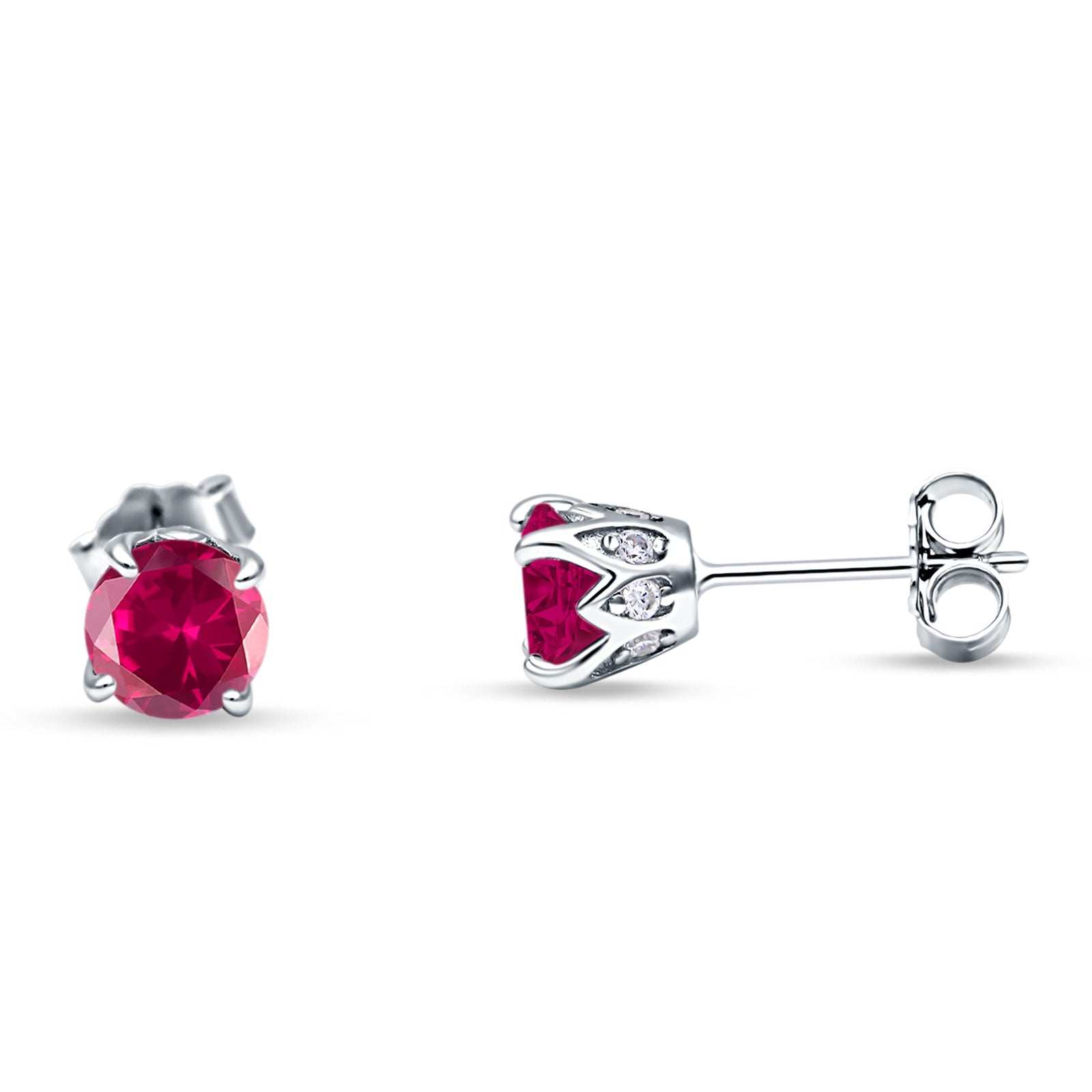 Round Hidden Halo Stud Earring Cubic Zirconia 925 Sterling Silver