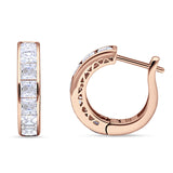 Minimalist Princess Huggie Hoop Earrings Cubic Zirconia 925 Sterling Silver