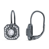 Halo Octagonal Earrings Cubic Zirconia 925 Sterling Silver