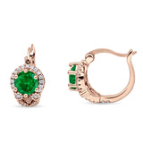 Halo Round Huggie Hoop Earrings Cubic Zirconia 925 Sterling Silver