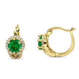 Halo Round Huggie Hoop Earrings Cubic Zirconia 925 Sterling Silver