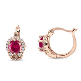 Halo Round Huggie Hoop Earrings Cubic Zirconia 925 Sterling Silver