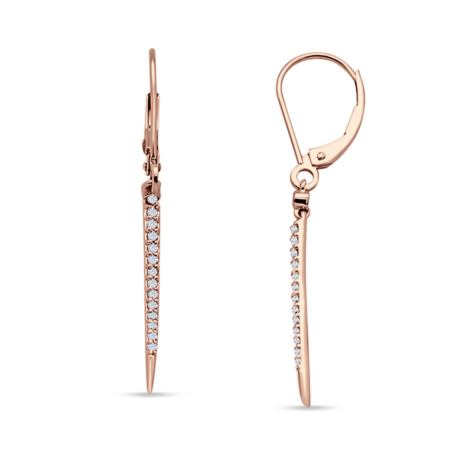 Drop Dangle Leverback Earrings Cubic Zirconia 925 Sterling Silver