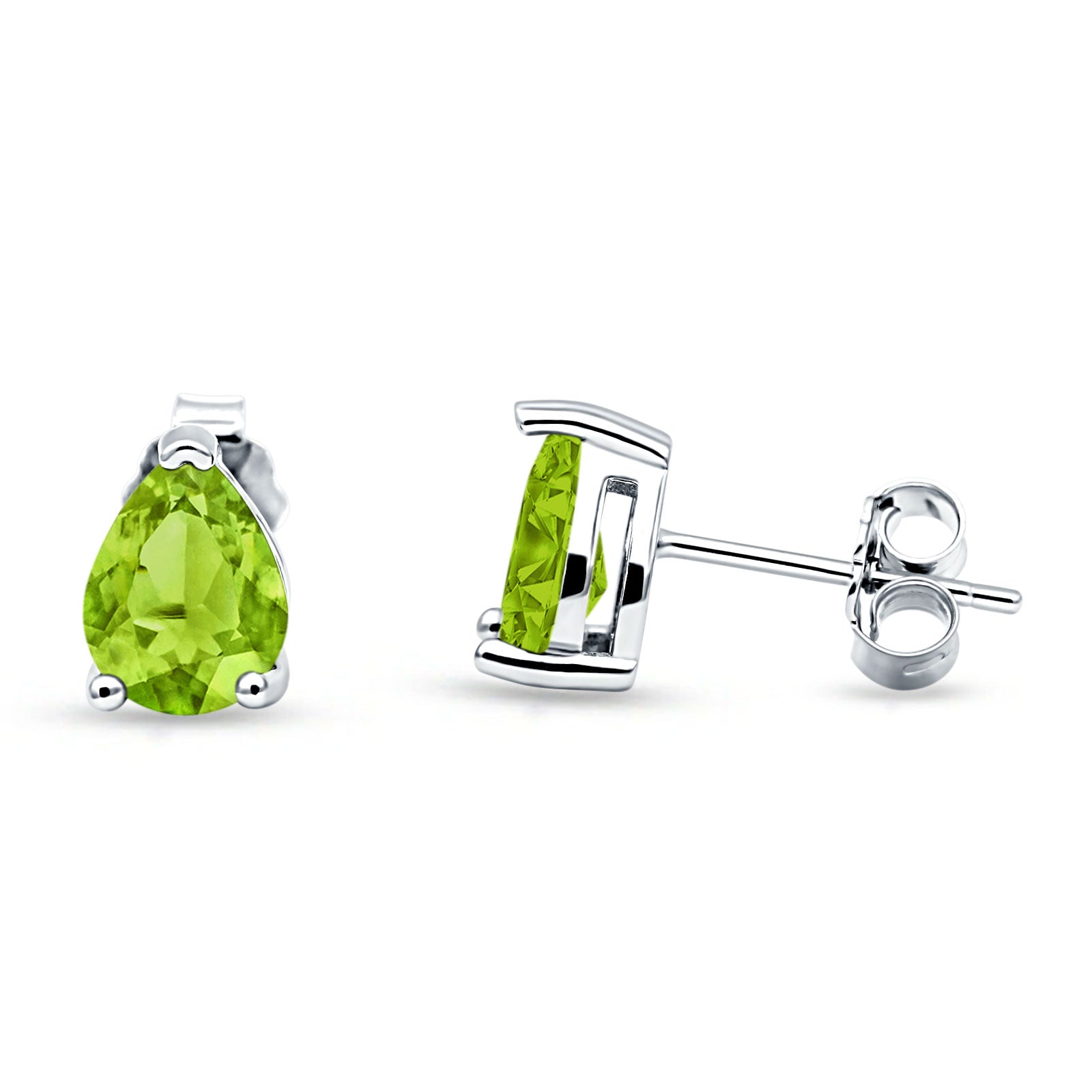 Art Deco Pear Shape Solitaire Push Back Stud Earring 8mmX6mm Excellent Simulated Cubic Zirconia Solid 925 Sterling Silver
