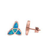 Lab Opal Triangle Celtic Stud Earrings Solid 925 Sterling Silver (12mm)