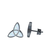Lab Opal Triangle Celtic Stud Earrings Solid 925 Sterling Silver (12mm)