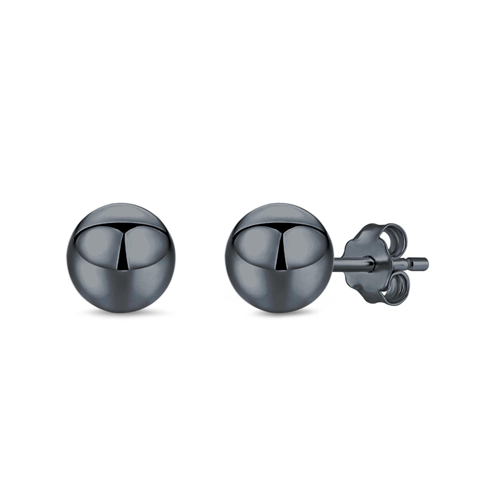 Ball Stud Earrings Round 925 Sterling Silver (2mm-18mm)