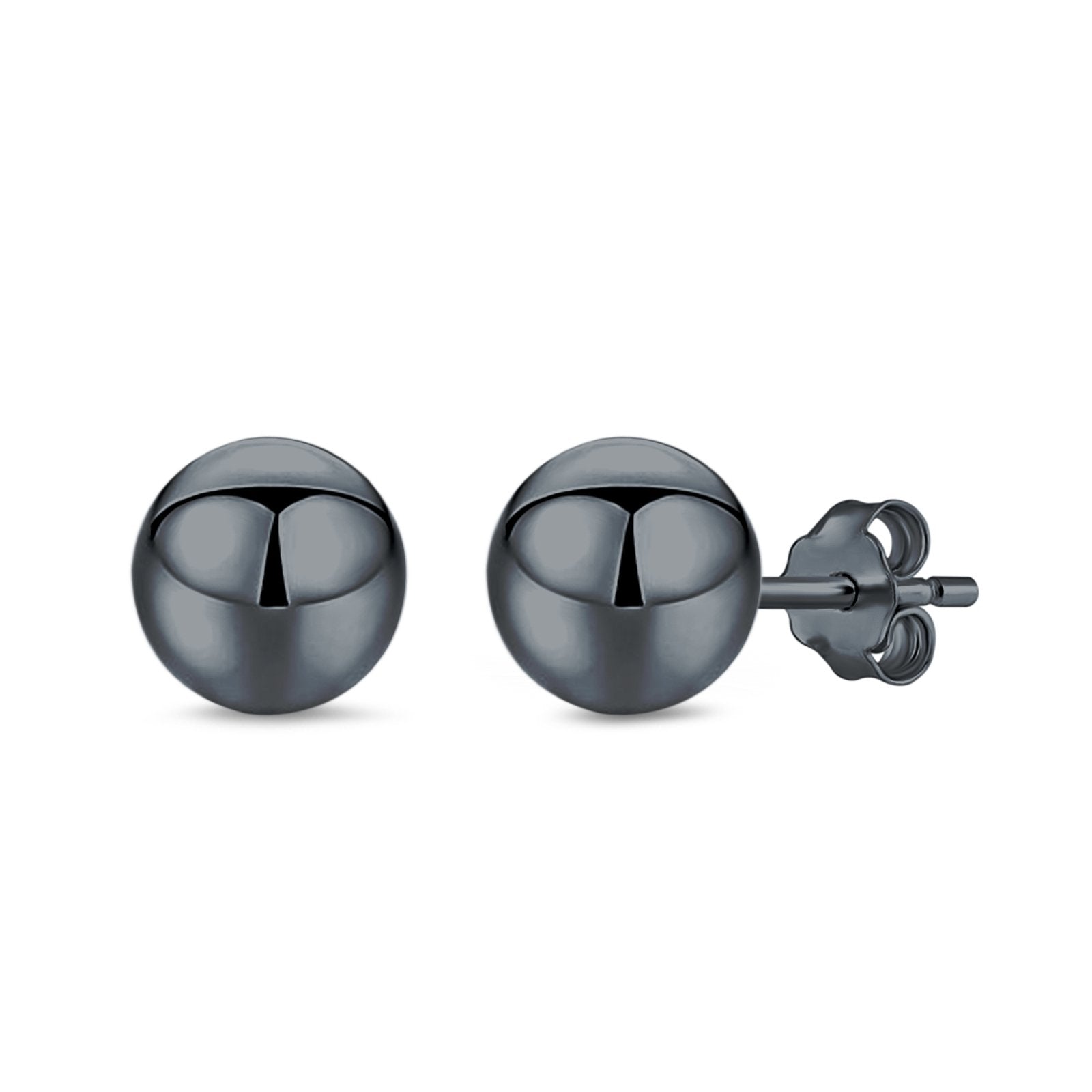 Ball Stud Earrings Round 925 Sterling Silver (2mm-18mm)