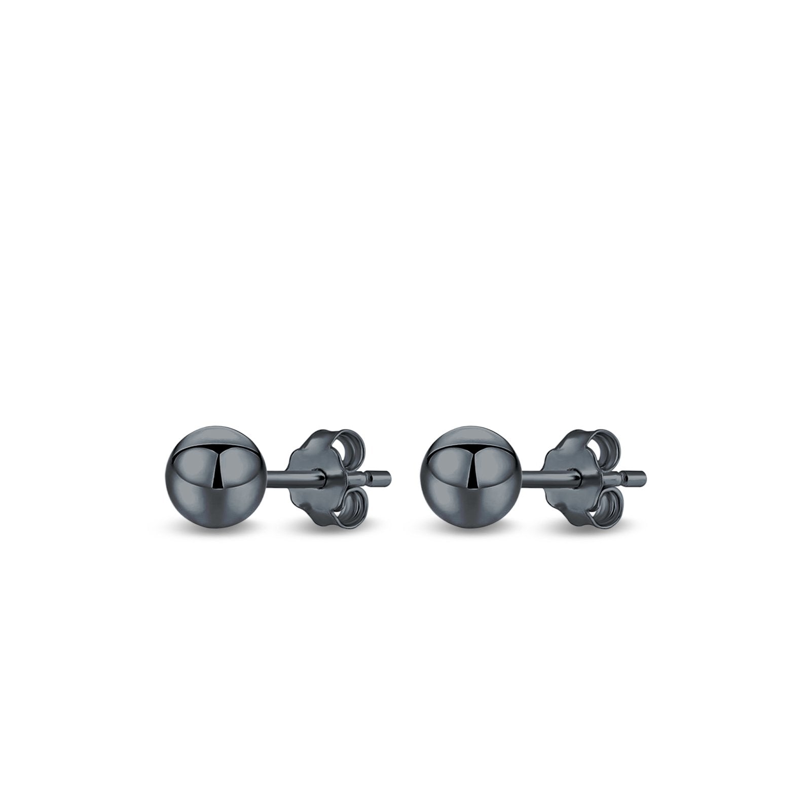 Ball Stud Earrings Round 925 Sterling Silver (2mm-18mm)