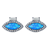 Halo Marquise Art Deco Stud Earring Created Opal 925 Sterling Silver (10.9mm)