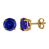 Stud Earrings Round Simulated Cubic Zirconia 925 Sterling Silver (3mm-12mm)
