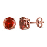 Stud Earrings Round Simulated Cubic Zirconia 925 Sterling Silver (3mm-12mm)