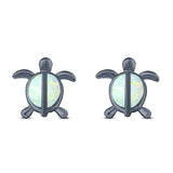 Turtle Stud Earring Created Opal Solid 925 Sterling Silver (14mm)