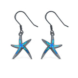 Drop Dangle Star Earrings Created Opal 925 Sterling Silver (22mm)
