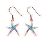 Drop Dangle Star Earrings Created Opal 925 Sterling Silver (22mm)