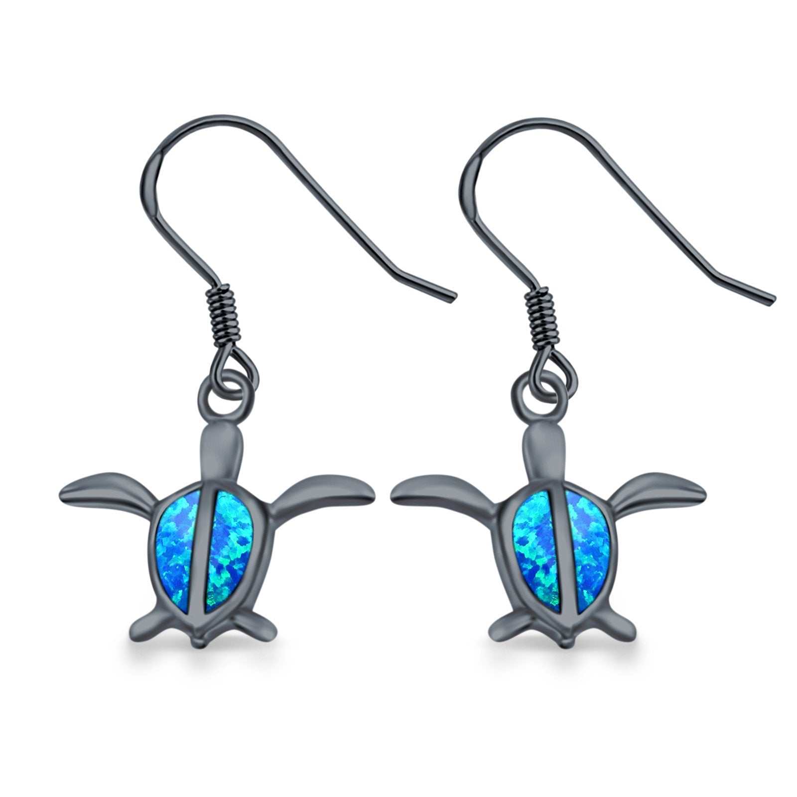 Drop Dangle Turtle Earrings Created Opal 925 Sterling Silver(16mm)