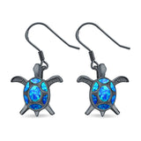 Drop Dangle Turtle Earrings Created Opal 925 Sterling Silver(17mm)