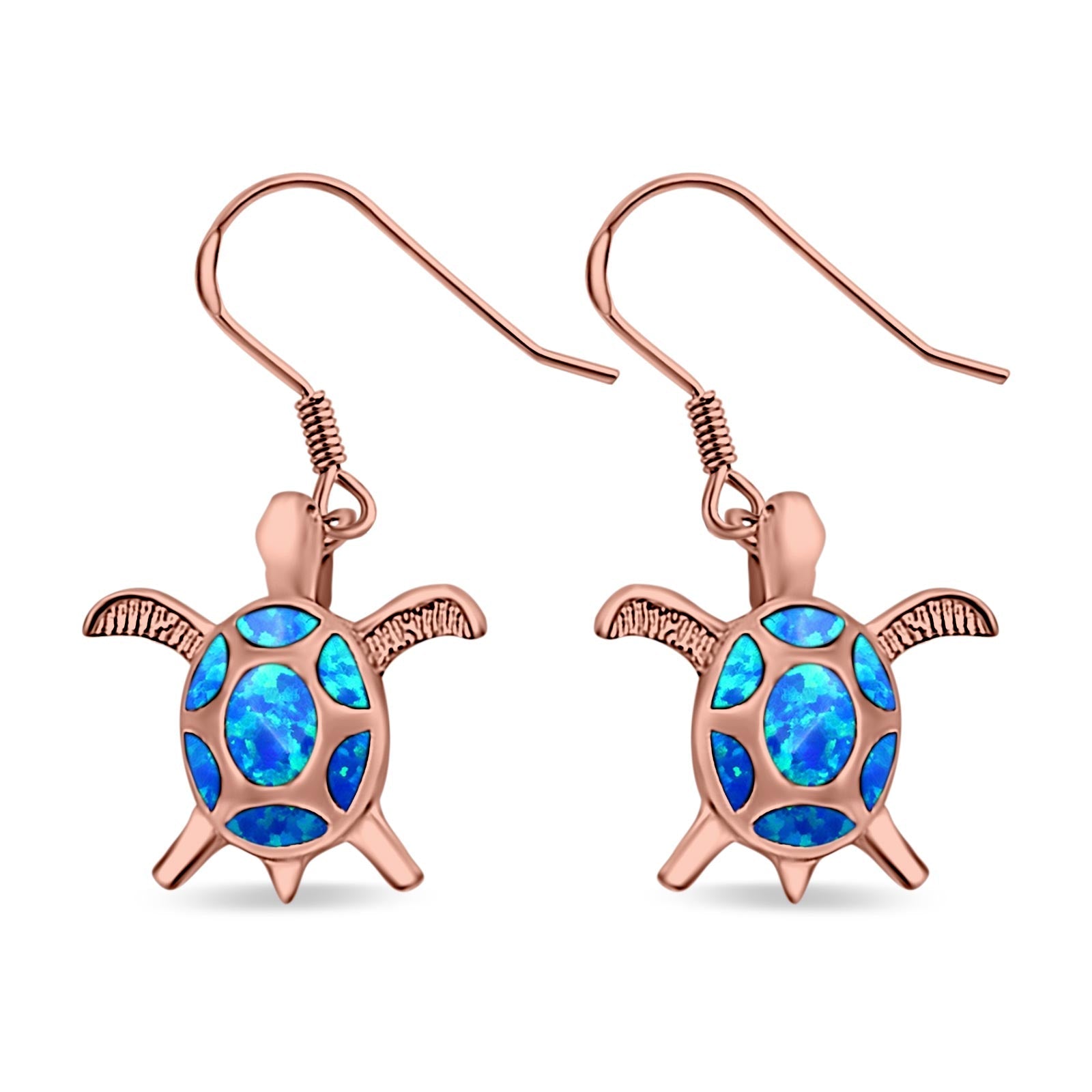 Drop Dangle Turtle Earrings Created Opal 925 Sterling Silver(17mm)