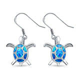 Drop Dangle Turtle Earrings Created Opal 925 Sterling Silver(17mm)