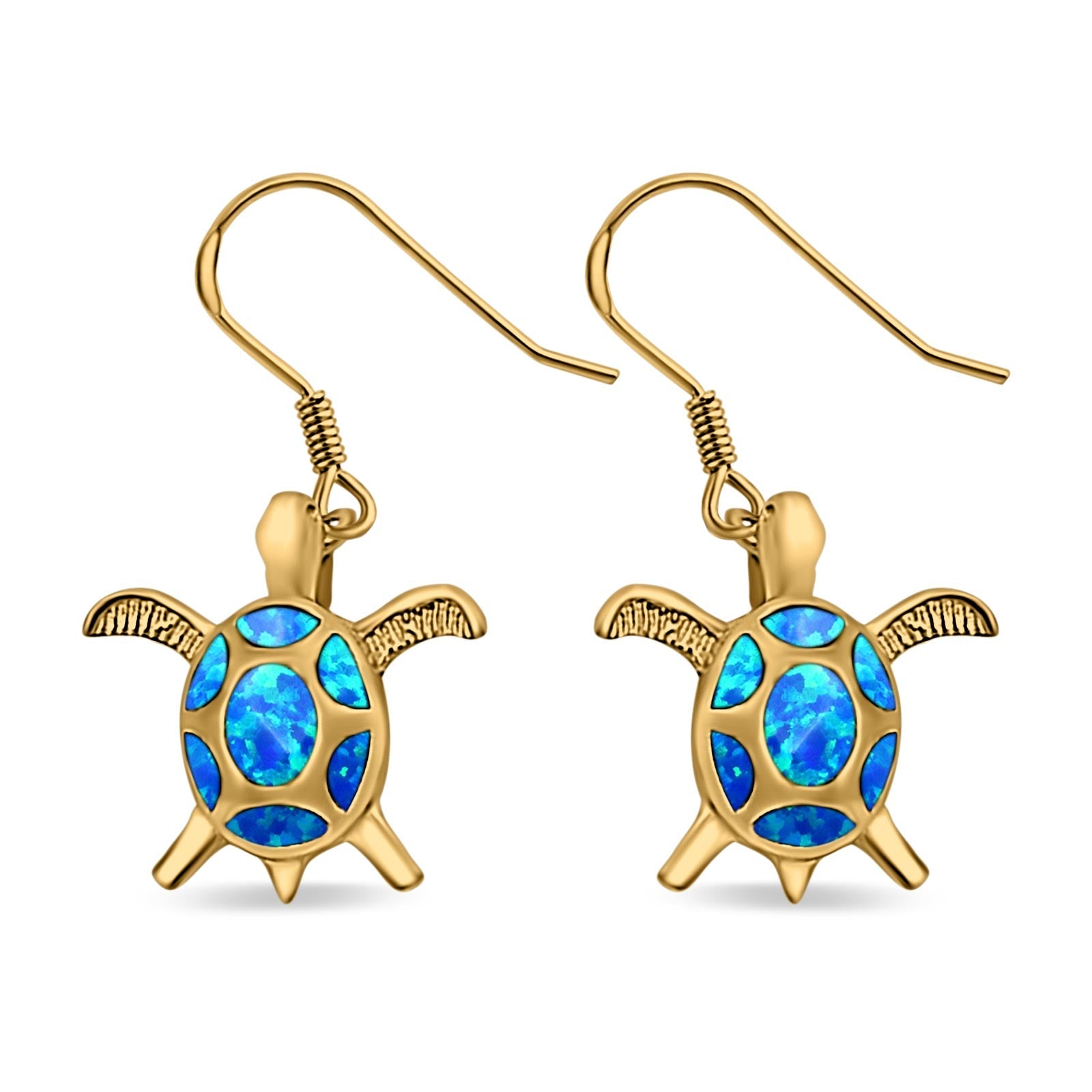 Drop Dangle Turtle Earrings Created Opal 925 Sterling Silver(17mm)