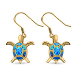 Drop Dangle Turtle Earrings Created Opal 925 Sterling Silver(17mm)
