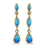 Drop Dangle Stud Earring Lab Created Opal 925 Sterling Silver (36mm)