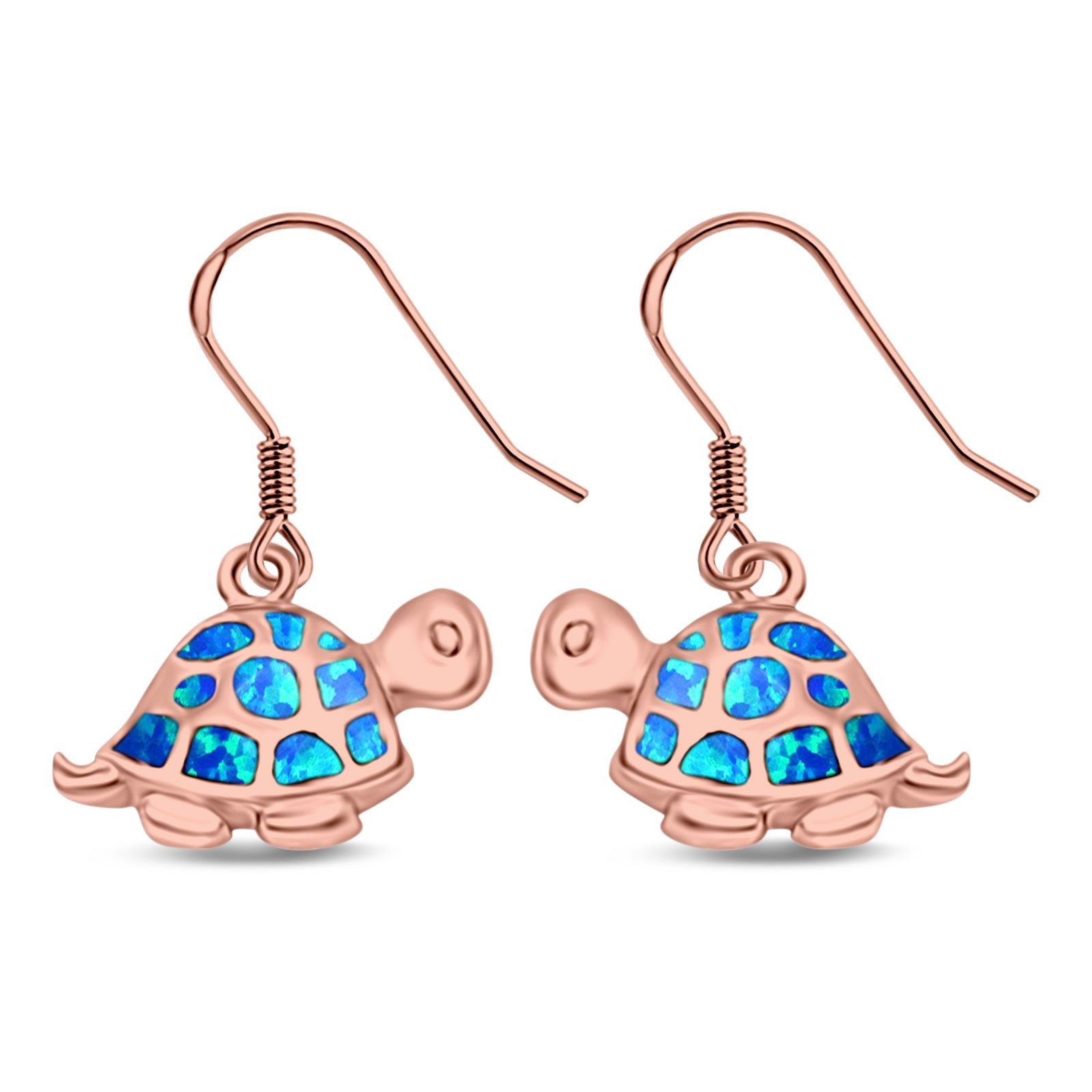 Drop Dangle Turtle Earrings Created Opal 925 Sterling Silver(15mm)