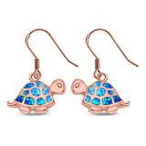 Drop Dangle Turtle Earrings Created Opal 925 Sterling Silver(15mm)