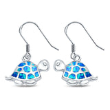 Drop Dangle Turtle Earrings Created Opal 925 Sterling Silver(15mm)