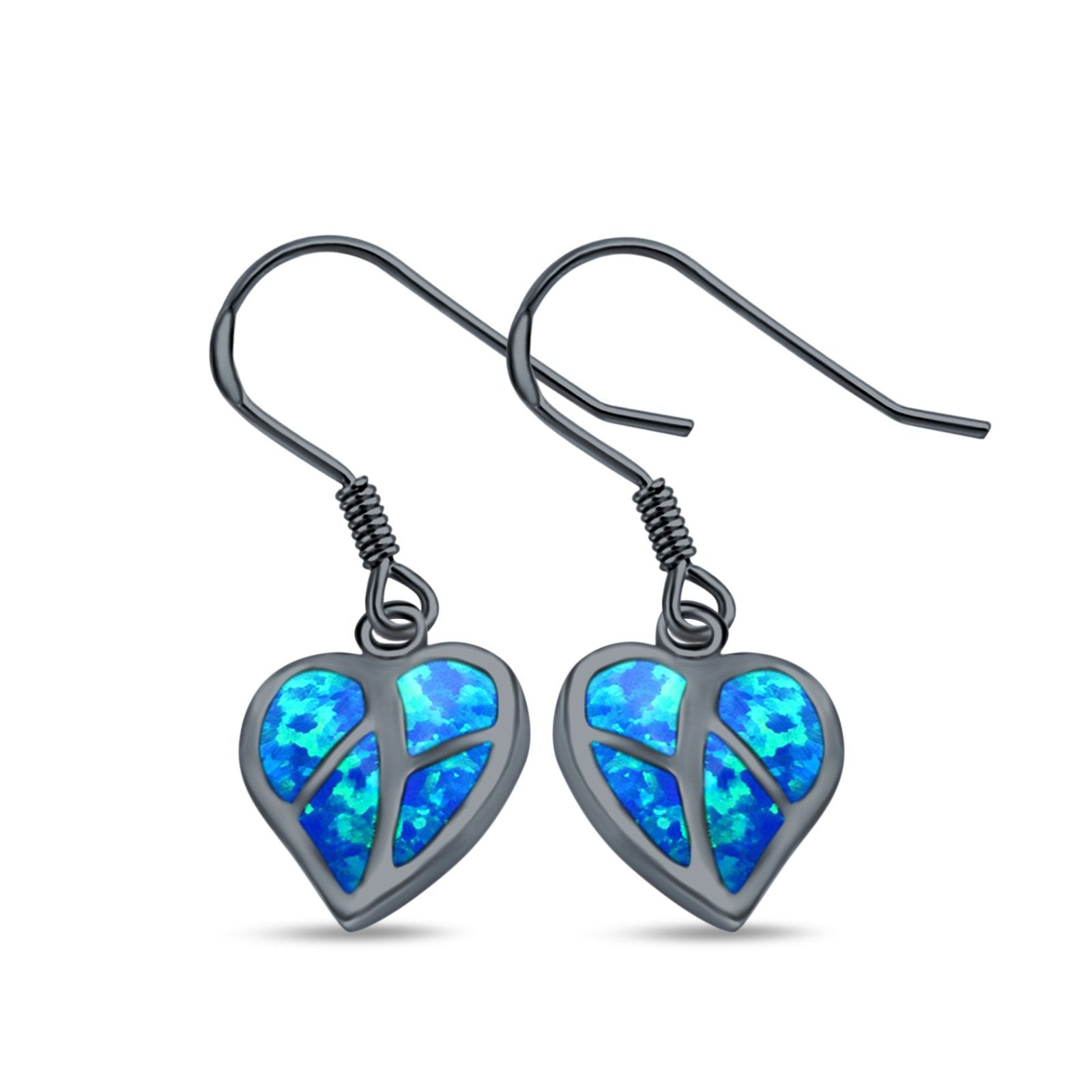 Drop Dangle Heart Earrings Created Opal 925 Sterling Silver(14mm)