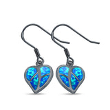 Drop Dangle Heart Earrings Created Opal 925 Sterling Silver(14mm)