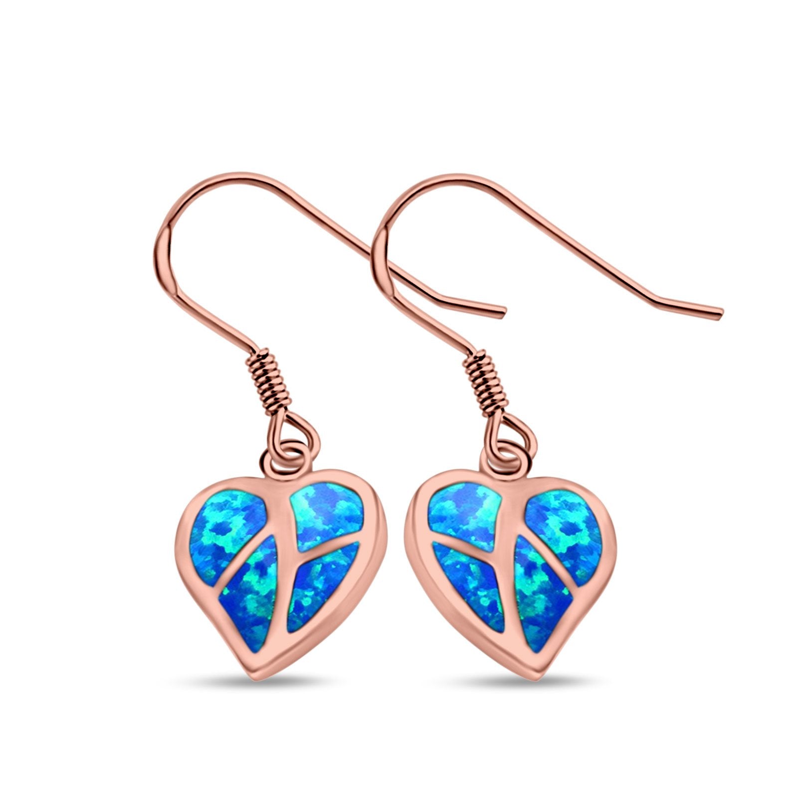Drop Dangle Heart Earrings Created Opal 925 Sterling Silver(14mm)