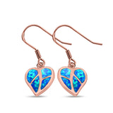 Drop Dangle Heart Earrings Created Opal 925 Sterling Silver(14mm)