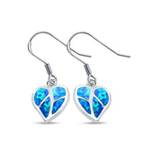 Drop Dangle Heart Earrings Created Opal 925 Sterling Silver(14mm)