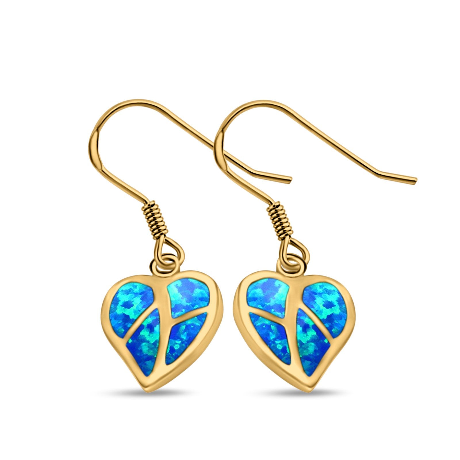 Drop Dangle Heart Earrings Created Opal 925 Sterling Silver(14mm)