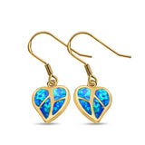 Drop Dangle Heart Earrings Created Opal 925 Sterling Silver(14mm)