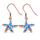 Drop Dangle Starfish Earrings Created Opal 925 Sterling Silver(19mm)