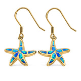 Drop Dangle Starfish Earrings Created Opal 925 Sterling Silver(19mm)